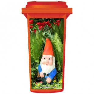 Gnome In The Flowers Wheelie Bin Sticker Panel